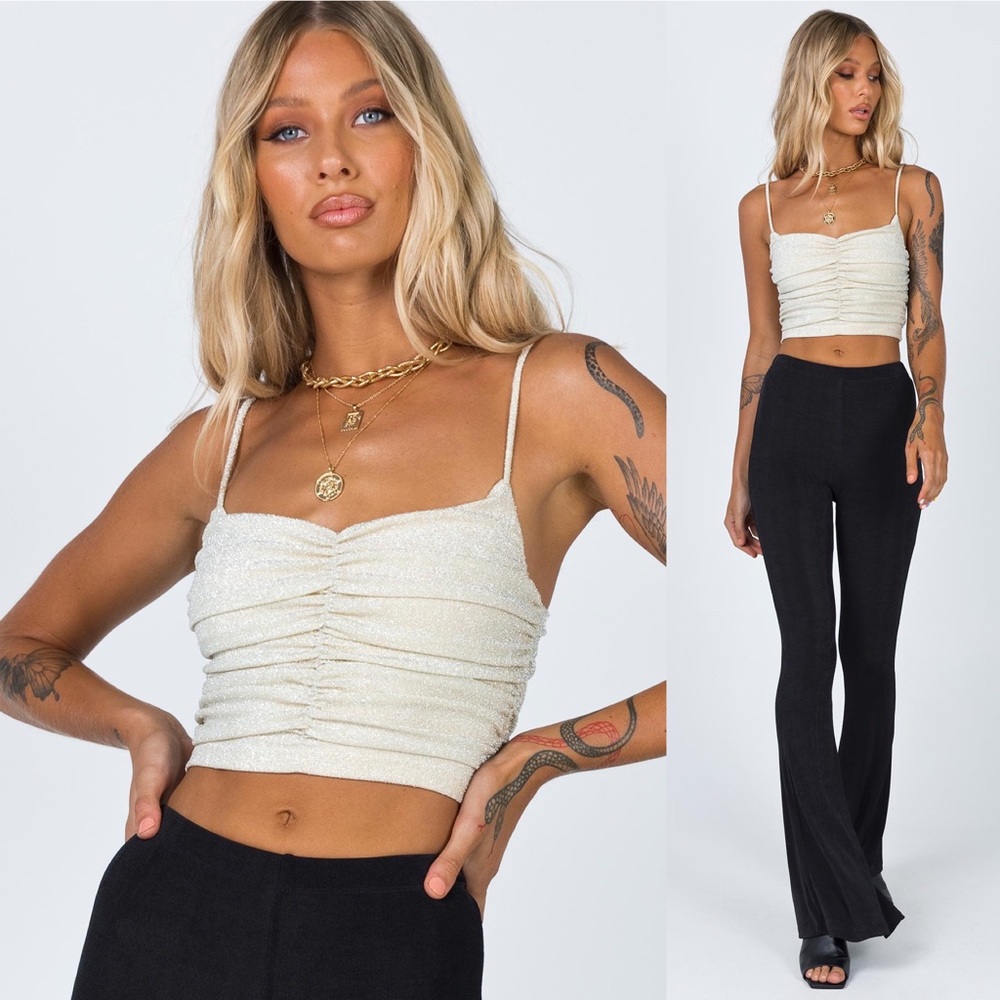 NWT Princess Polly GIGI Glitter Top in Champagne